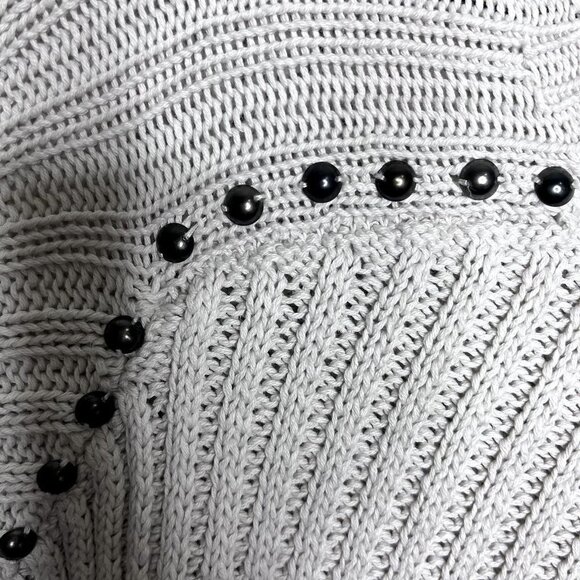 PHILOSOPHY Womens Gray Studded Cable Knit Sweater Size 0X - Picture 7 of 13